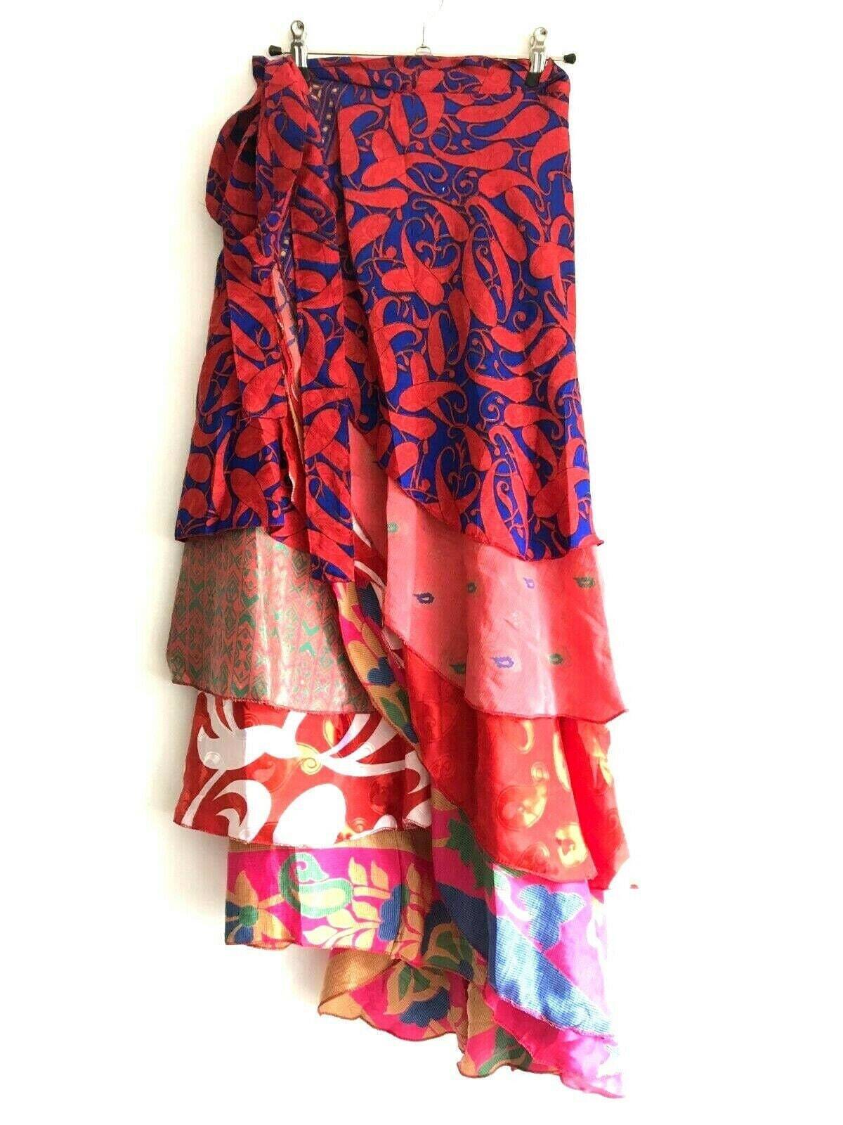 Festival Stall LTD Boho festival Clothing Boho hippy festival sari silk skirt wrap maxi long retro uk 8 10 12 14 16 18 #77