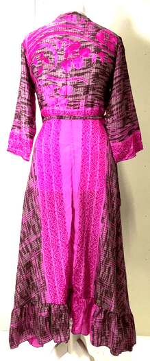 Festival Stall LTD Boho festival Clothing Boho hippy Festival Long Sari - Silk pretty summer Wrap Dress UK 8 10 12 14