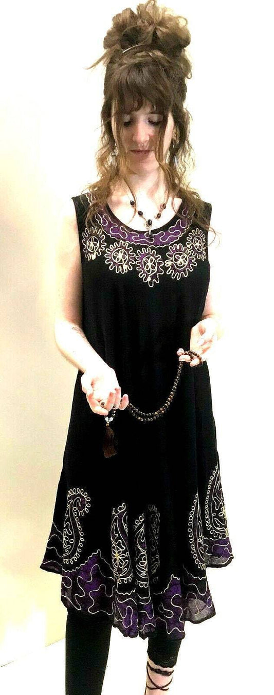 Festival Stall LTD Boho festival Clothing Party Dress Boho hippy black purple summer sun beach festival free size uk 8 - 24