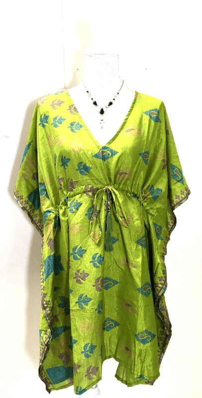 Festival Stall LTD Boho festival Clothing Tunic dress, Kaftan Top Cover up Boho hippy festival Sari Silk One Size 8 - 18