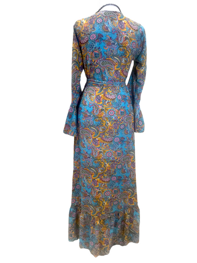 Wrap Dress Boho hippy silk long maxi, summer beach festival, party uk 8 10 12 14