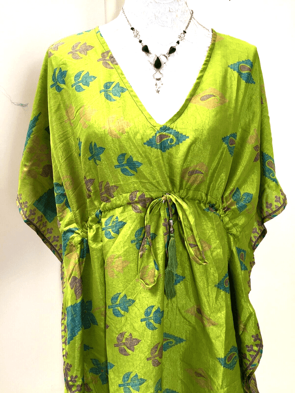 Festival Stall LTD Boho festival Clothing Tunic dress, Kaftan Top Cover up Boho hippy festival Sari Silk One Size 8 - 18