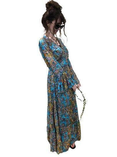 Wrap Dress Boho hippy silk long maxi, summer beach festival, party uk 8 10 12 14