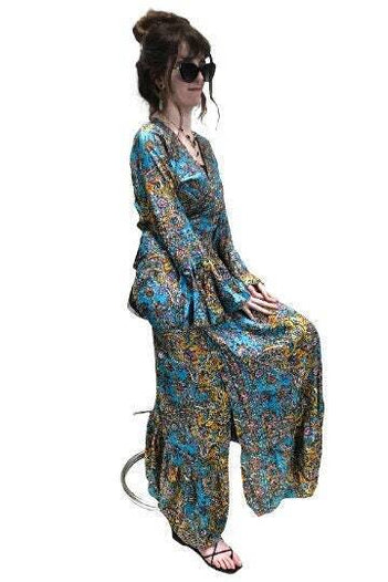 Wrap Dress Boho hippy silk long maxi, summer beach festival, party uk 8 10 12 14