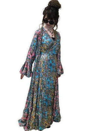 Wrap Dress Boho hippy silk long maxi, summer beach festival, party uk 8 10 12 14