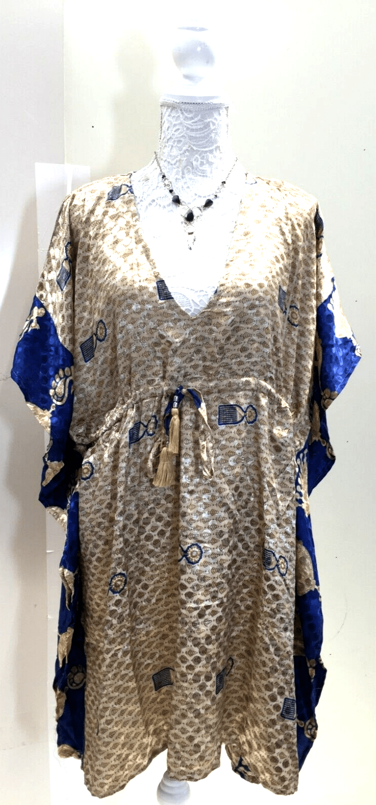 Festival Stall LTD Boho festival Clothing Tunic dress, Kaftan Top Cover up Boho hippy festival Sari Silk One Size 8 - 18