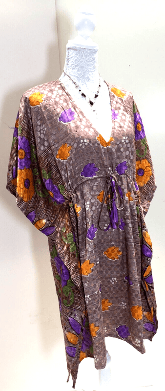 Festival Stall LTD Boho festival Clothing Tunic dress, Kaftan Top Cover up Boho hippy festival Sari Silk One Size 8 - 18