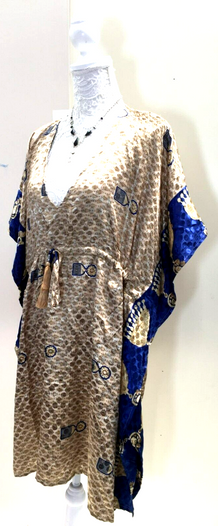 Tunic dress, Kaftan Top Cover up  Boho hippy festival Sari Silk One Size 8 - 18