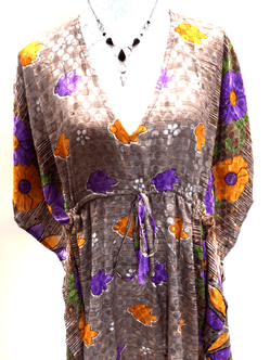 Festival Stall LTD Boho festival Clothing Tunic dress, Kaftan Top Cover up Boho hippy festival Sari Silk One Size 8 - 18