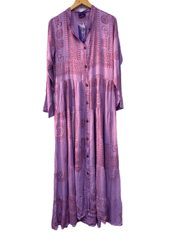 Festival Stall LTD Boho festival Clothing LONG Dress Boho hippy festival style, Om print, Yoga Purple & red maxi UK 8 - 14