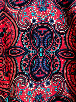 Blouse top Tunic SILK Festival boho hippie ethnic print red retro paisley 8-14