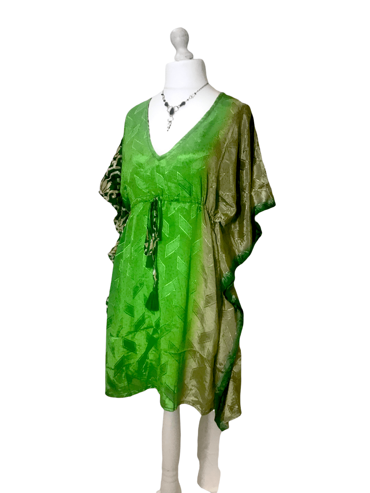 Festival Stall LTD Boho festival Clothing Long Tunic Kaftan Top Cover up dress Boho hippy vintage Sari Silk ONE SIZE 8 - 18