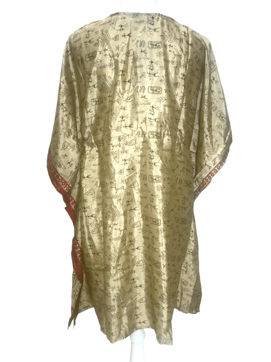 Festival Stall LTD Boho festival Clothing Long Tunic Kaftan Top Cover up dress Boho hippy vintage Sari Silk ONE SIZE 8 - 18