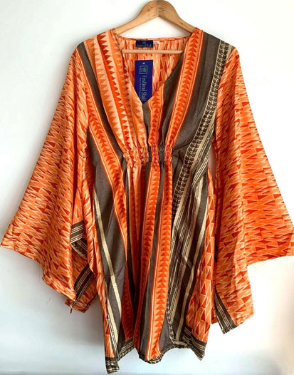 Festival Stall LTD Boho festival Clothing KAFTAN tunic top blouse dress cover up Boho hippy festival sari silk ONE SIZE