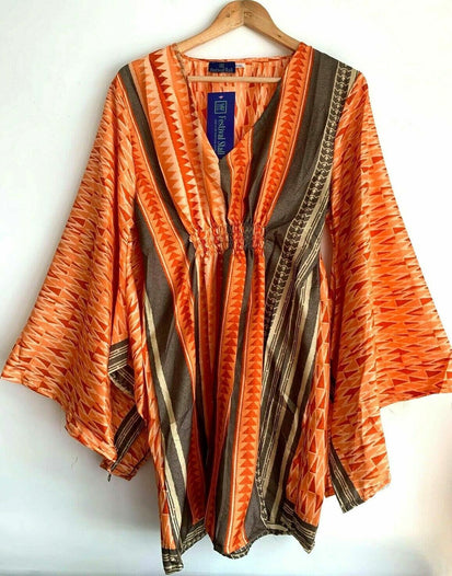 Festival Stall LTD Boho festival Clothing KAFTAN tunic top blouse dress cover up Boho hippy festival sari silk ONE SIZE