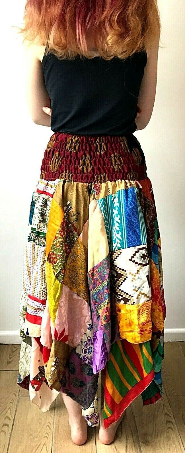 Festival Stall LTD Boho festival Clothing Patchwork Skirt Dress Boho Hippie Festival pixie gypsy long Stretch sun ONE SIZE