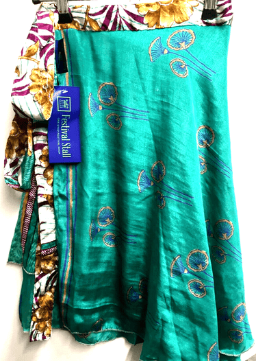 Festival Stall LTD Boho festival Clothing Short wrap Skirt SARI SILK reversible sexy Pixie Boho Hippy Festival UK 8 - 18