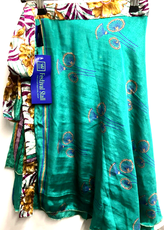 Short  wrap Skirt SARI SILK reversible sexy Pixie Boho Hippy Festival UK 8-18