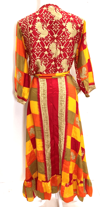 Festival Stall LTD Boho festival Clothing Long Wrap Dress pretty summer Boho hippy Festival maxi Sari - Silk UK 8 10 12 14