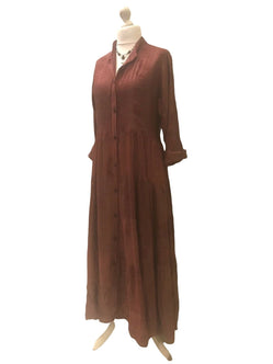 Festival Stall LTD Boho festival Clothing LONG Dress, Boho hippy, festival style, Om print, Yoga, Brown, Red, maxi UK 8 - 14