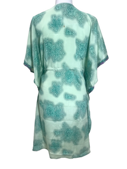 Tunic Kaftan Short Dress Top Cover up Boho hippy vintage Sari Silk ONE SIZE 8-18