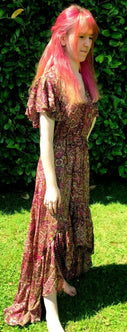 Festival Stall LTD Boho festival Clothing Dress Boho hippy pixie Festival 100% SILK LONG PURPLE sun MAXI UK 8 10 12 14