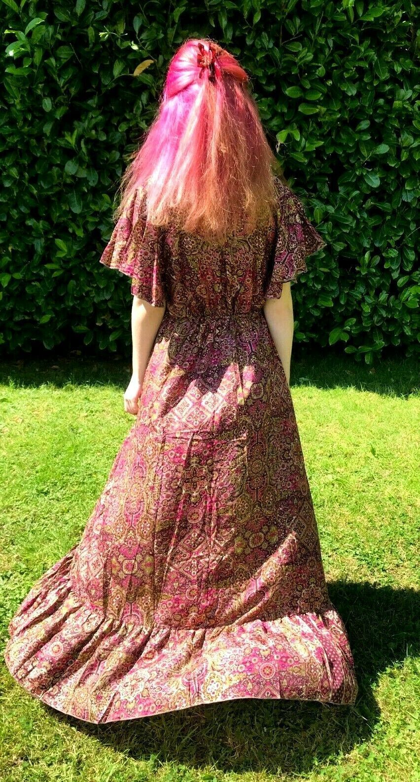 Festival Stall LTD Boho festival Clothing Dress Boho hippy pixie Festival 100% SILK LONG PURPLE sun MAXI UK 8 10 12 14