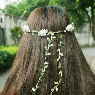 Festival Stall LTD Boho festival Clothing Hair Band Festival boho hippy Party Rose Flower Loop Floral Garland Crown Wreath