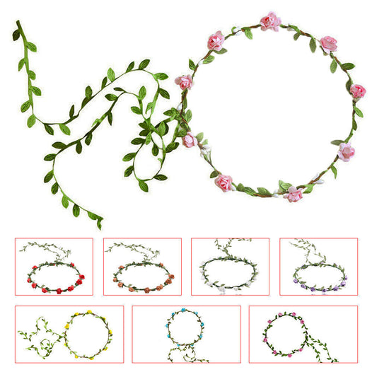 Hair Band Festival boho hippy Party Rose Flower Loop Floral Garland Crown Wreath