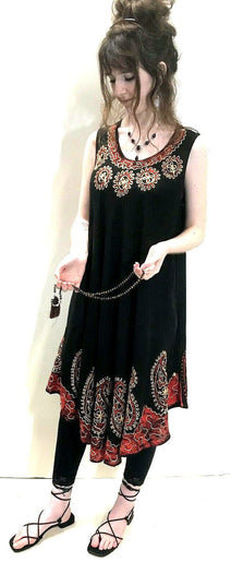 Festival Stall LTD Boho festival Clothing Party Dress Boho hippy Black & Red summer sun beach festival free size UK 8 - 24