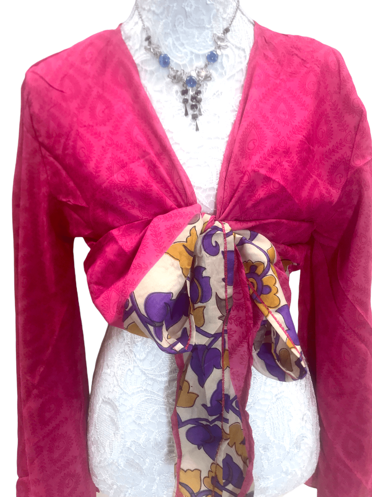 Festival Stall LTD Boho festival Clothing Blouse Top Kaftan Kimono Wrap Boho hippy festival retro SILK vintage 8 10 12 14