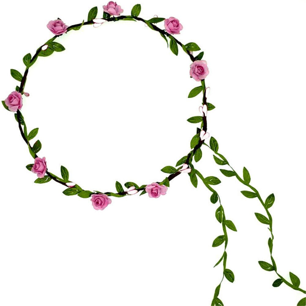 Festival Stall LTD Boho festival Clothing Hair Band Festival boho hippy Party Rose Flower Loop Floral Garland Crown Wreath