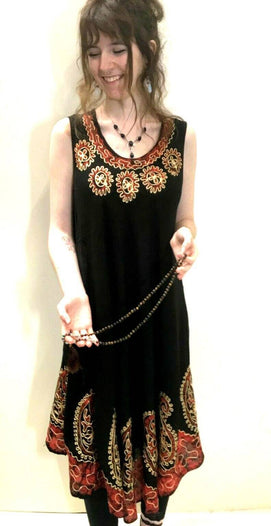 Festival Stall LTD Boho festival Clothing Party Dress Boho hippy Black & Red summer sun beach festival free size UK 8 - 24