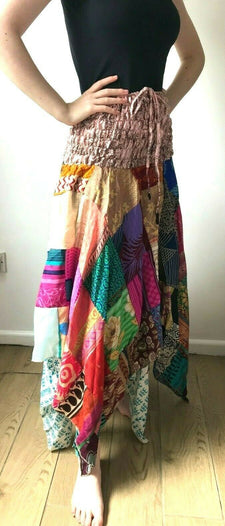 Patchwork Dress Skirt long Stretch boho hippie Festival pixie gypsy sun one size