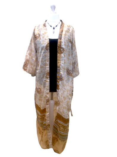 Kimono Robe dressing gown wrap Hippy Festival Sari Silk Beach Cover Up 8-14 gift