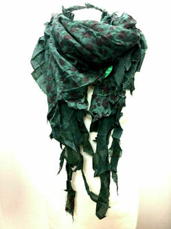 Festival Stall LTD Boho festival Clothing Boho hippy raw edge festival Green long tassel SCARF unusual wrap present gift