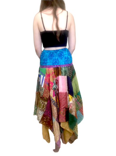 Patchwork SKIRT Dress long boho hippie Festival pixie gypsy summer sun One Size.