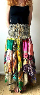 Festival Stall LTD Boho festival Clothing Patchwork SKIRT Dress long boho hippie Festival pixie gypsy summer sun One Size