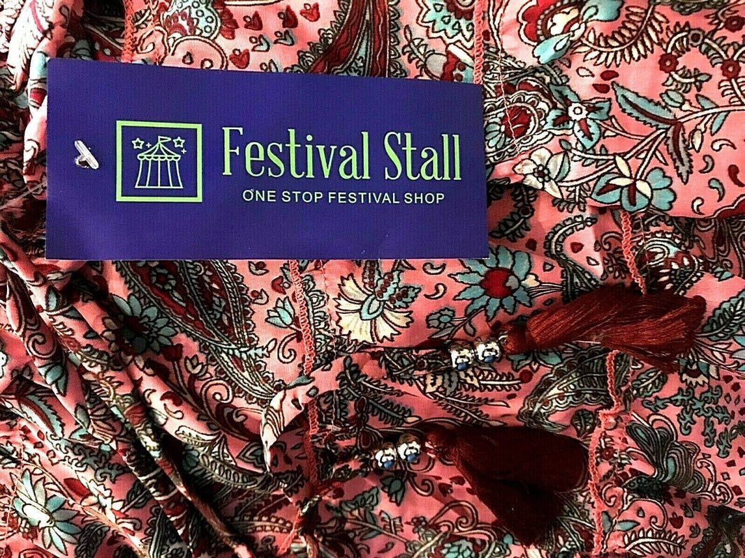 Festival Stall LTD Boho festival Clothing Long Skirt SILK maxi pretty PINK Festival boho hippie gypsy One Size 8 - 18