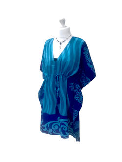 Festival Stall LTD Boho festival Clothing Boho hippy, festival Sari Silk Long Tunic, Kaftan Top Cover up dress UK 8 - 18