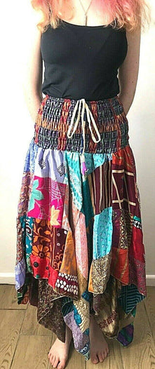 Festival Stall LTD Boho festival Clothing Patchwork SKIRT Dress boho hippie Festival pixie gypsy long summer sun one size