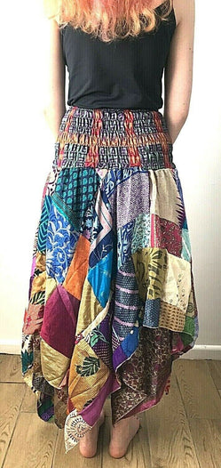 Festival Stall LTD Boho festival Clothing Patchwork SKIRT Dress boho hippie Festival pixie gypsy long summer sun one size