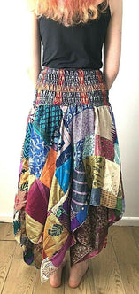 Patchwork SKIRT Dress boho hippie Festival pixie gypsy long summer sun one size