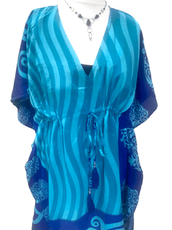 Festival Stall LTD Boho festival Clothing Boho hippy, festival Sari Silk Long Tunic, Kaftan Top Cover up dress UK 8 - 18