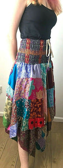 Patchwork SKIRT Dress boho hippie Festival pixie gypsy long summer sun one size