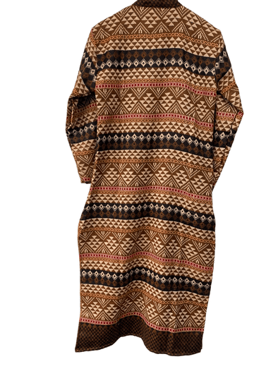 Festival Stall LTD Boho festival Clothing LONG TUNIC DRESS Brown Boho Hippie Ethnic Indian Warm Winter Kurta UK 12 14 L