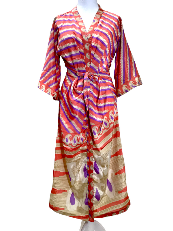 Boho Hippy Festival, Silk Beach Summer Cover Up Kimono robe dress UK 10 12 14 16