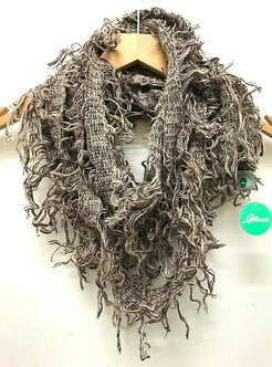 Festival Stall LTD Boho festival Clothing Boho hippy goth funky shaggy beige brown knit scarf wrap pashmina present gift