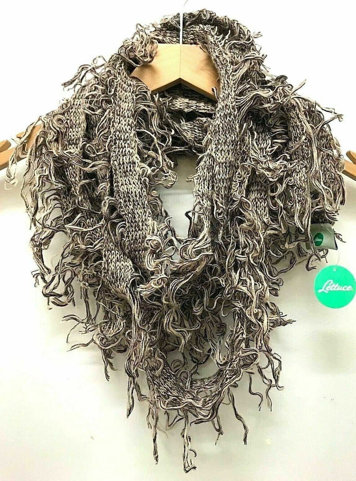 Festival Stall LTD Boho festival Clothing Boho hippy goth funky shaggy beige brown knit scarf wrap pashmina present gift