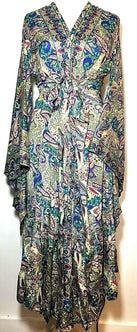 Festival Stall LTD Boho festival Clothing Kimono Wrap dress , Boho hippy festival style, Pink & Blue, Beach cover up, duster coat, Kaftan, UK 8 - 18 US 4 - 14